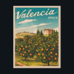 Vintage Travel Valencia Spain Retro Scenic Postcard<br><div class="desc">Immerse yourself in the sun-kissed landscapes and timeless beauty of Valencia,  Spain with this enchanting retro travel-inspired design. Infused with nostalgic vibes and vintage charm,  this design captures Valencia's scenic countryside in a retro aesthetic reminiscent of classic travel posters from yesteryear.</div>