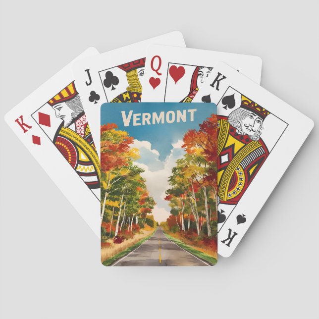 Vintage Travel Vermont Rustic Landscape Retro  Playing Cards (Back)