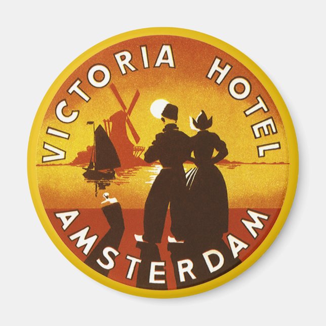 Vintage Travel, Victoria Hotel, Amsterdam, Holland Magnet (Front)