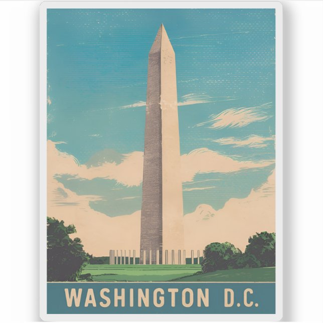 Vintage Travel Washington Monument Retro Scenic (Front)