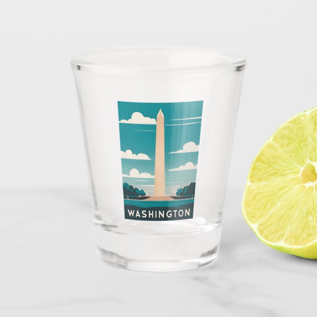 Vintage Travel Washington Monument Retro Scenic Shot Glass (Front)
