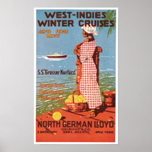 Vintage Travel West Indies Cruises Ad Art Print Po