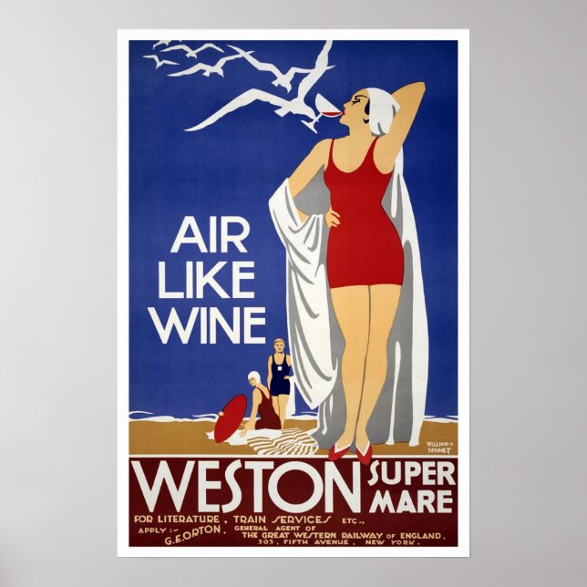 Vintage travel,Weston-super-Mare Poster (Front)