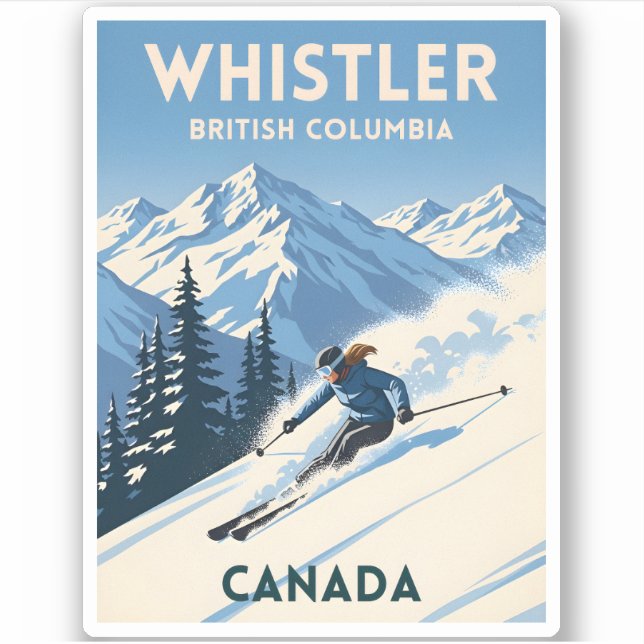 Vintage Travel Whistler British Columbia Skiing (Front)