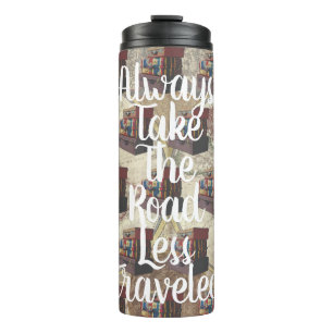 Vintage Travel World Map & Suitcases Thermal Tumbler
