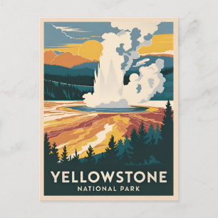 Vintage Travel Yellowstone National Park Scenic Postcard
