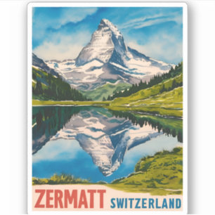 Vintage Travel Zermatt Switzerland Matterhorn