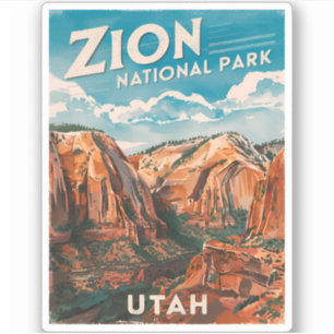 Vintage Travel Zion National Park Utah Retro