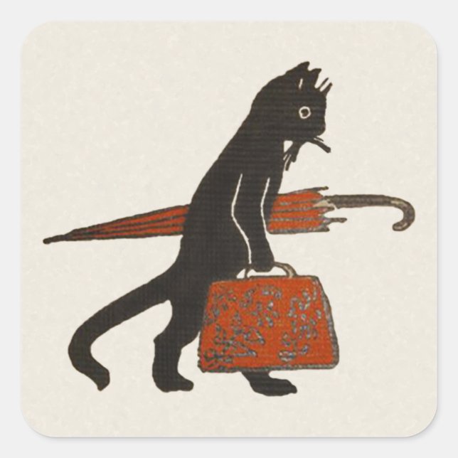 Vintage Travelling Black Cat Stickers (Front)