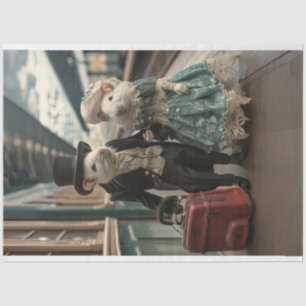 Vintage Travelling Mice Decoupage  Tissue Paper