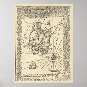 Vintage Treasure Island Pirate Map (1915) Poster