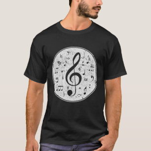 Vintage Treble Clef Music Notes Design T-Shirt