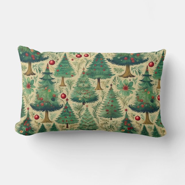 Vintage trees Christmas  Lumbar Cushion (Front)