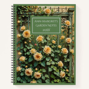 Vintage Trellis and Peach Rambling Rose Garden Notebook