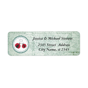 Vintage trendy cute ladybugs in love wedding return address label