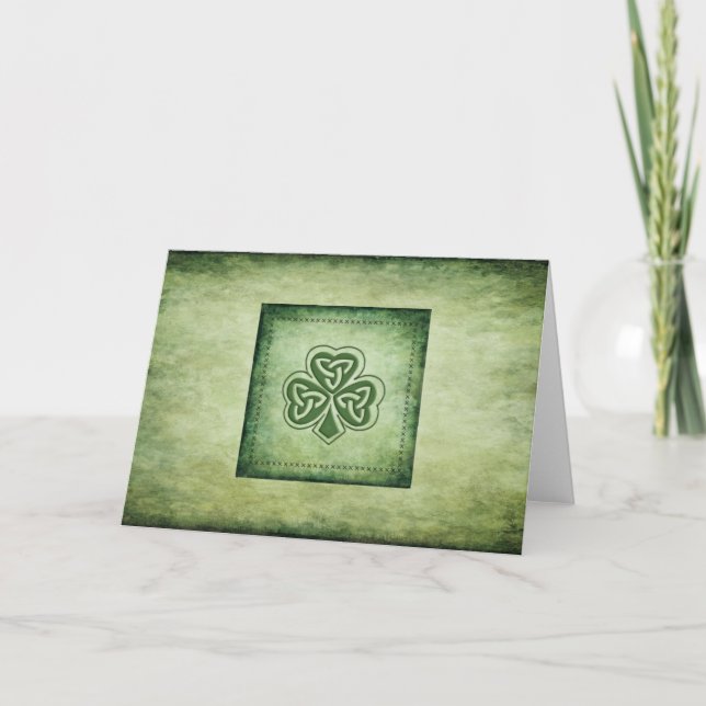 Vintage trendy grundge Irish shamrock Card (Front)