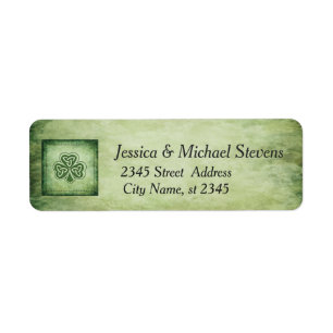 Vintage trendy grundge Irish shamrock Return Address Label