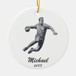 Vintage Trendy Modern Handball Player Personalised Ceramic Ornament