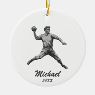 Vintage Trendy Modern Handball Player Personalised Ceramic Ornament