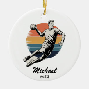 Vintage Trendy Modern Handball Player Personalised Ceramic Ornament