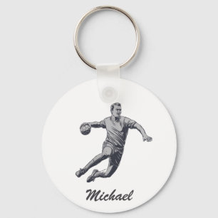 Vintage Trendy Modern Handball Player Personalised Key Ring