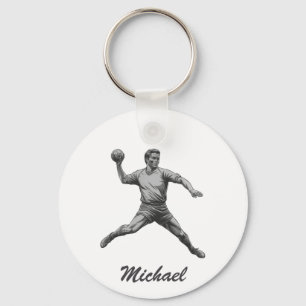 Vintage Trendy Modern Handball Player Personalised Key Ring