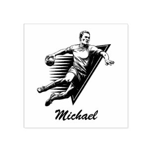 Vintage Trendy Modern Handball Player Personalised Rubber Stamp