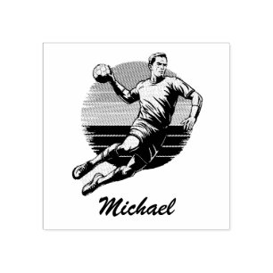 Vintage Trendy Modern Handball Player Personalised Rubber Stamp