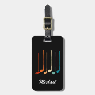 Vintage Trendy Modern Personalised Golf sticks     Luggage Tag