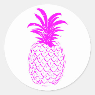 Vintage Trendy Tropical Pink pineapple Classic Round Sticker