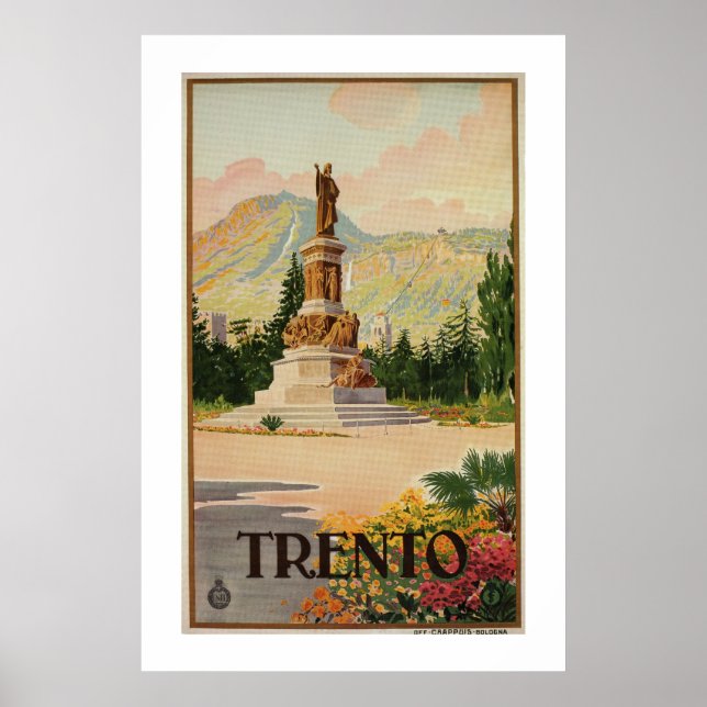 Vintage Trento Trent Italian travel Poster (Front)