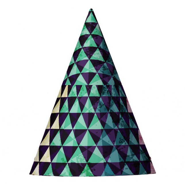 Vintage Triangle Geometric Seamless Pattern Party Hat (Front)