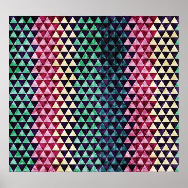Vintage Triangle Geometric Seamless Pattern Poster (Front)