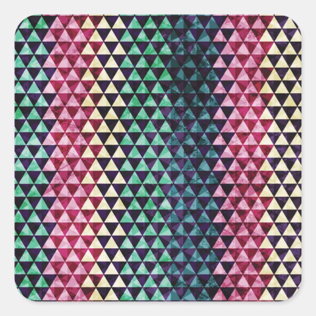 Vintage Triangle Geometric Seamless Pattern Square Sticker (Front)