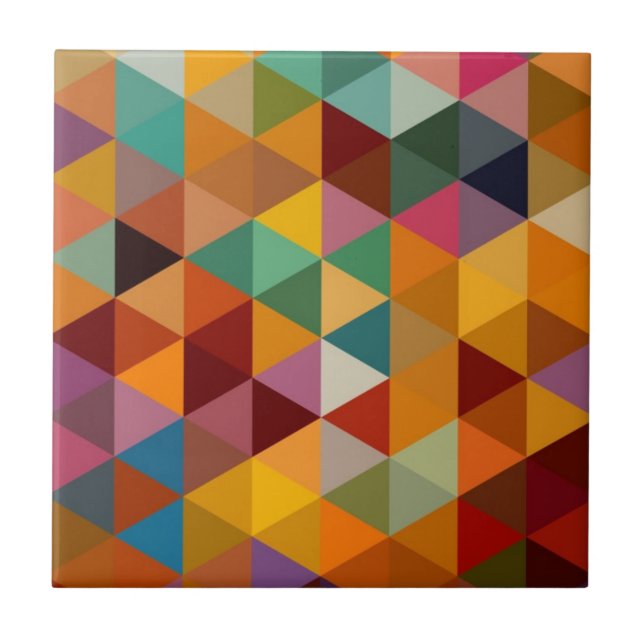 Vintage Triangles Pattern Background. Ceramic Tile (Front)