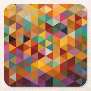 Vintage Triangles Pattern Background. Square Paper Coaster