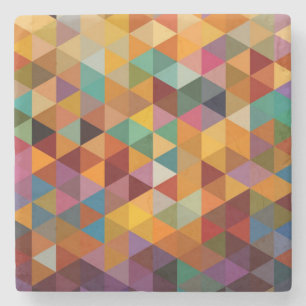 Vintage Triangles Pattern Background. Stone Coaster