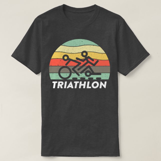Vintage Triathlon Sunset Sports Lover T-Shirt (Design Front)