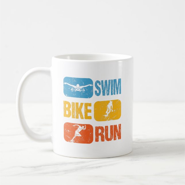 Vintage Triathlon - Swim Bike Run Coffee Mug (Left)