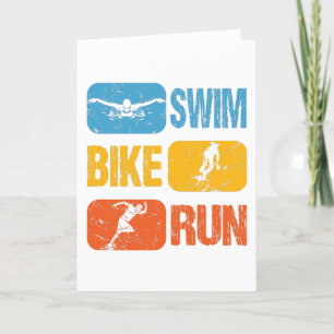 Vintage Triathlon - Swim Bike Run Holiday Card