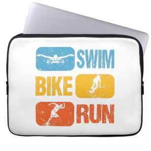 Vintage Triathlon - Swim Bike Run Laptop Sleeve
