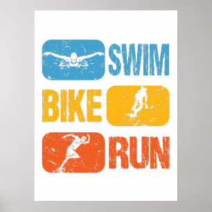 Vintage Triathlon - Swim Bike Run Poster