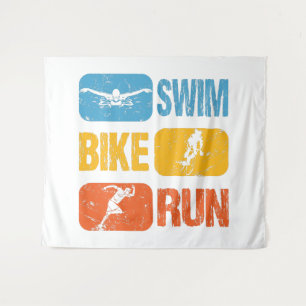 Vintage Triathlon - Swim Bike Run Tapestry