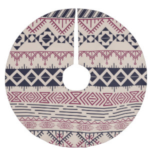 Vintage tribal Aztec background, ethnic pattern. Brushed Polyester Tree Skirt