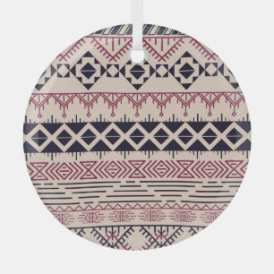 Vintage tribal Aztec background, ethnic pattern. Glass Tree Decoration