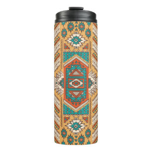 Vintage tribal ethnic seamless illustration patter thermal tumbler