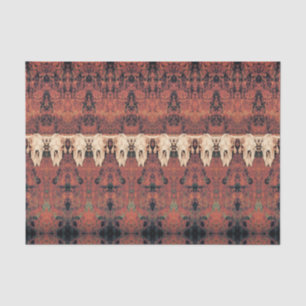 Vintage Tribal Pattern Rust Orange Bull Cow Skull Tissue Paper