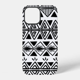 Vintage tribal pattern with black and white hand d iPhone 12 case