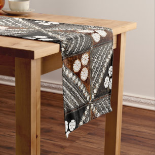 Vintage Tribal Tapa Pattern from Fiji Short Table Runner