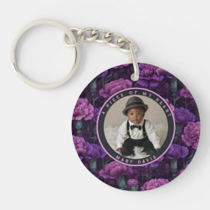 Vintage tribute gift Photo Carnation Key Ring